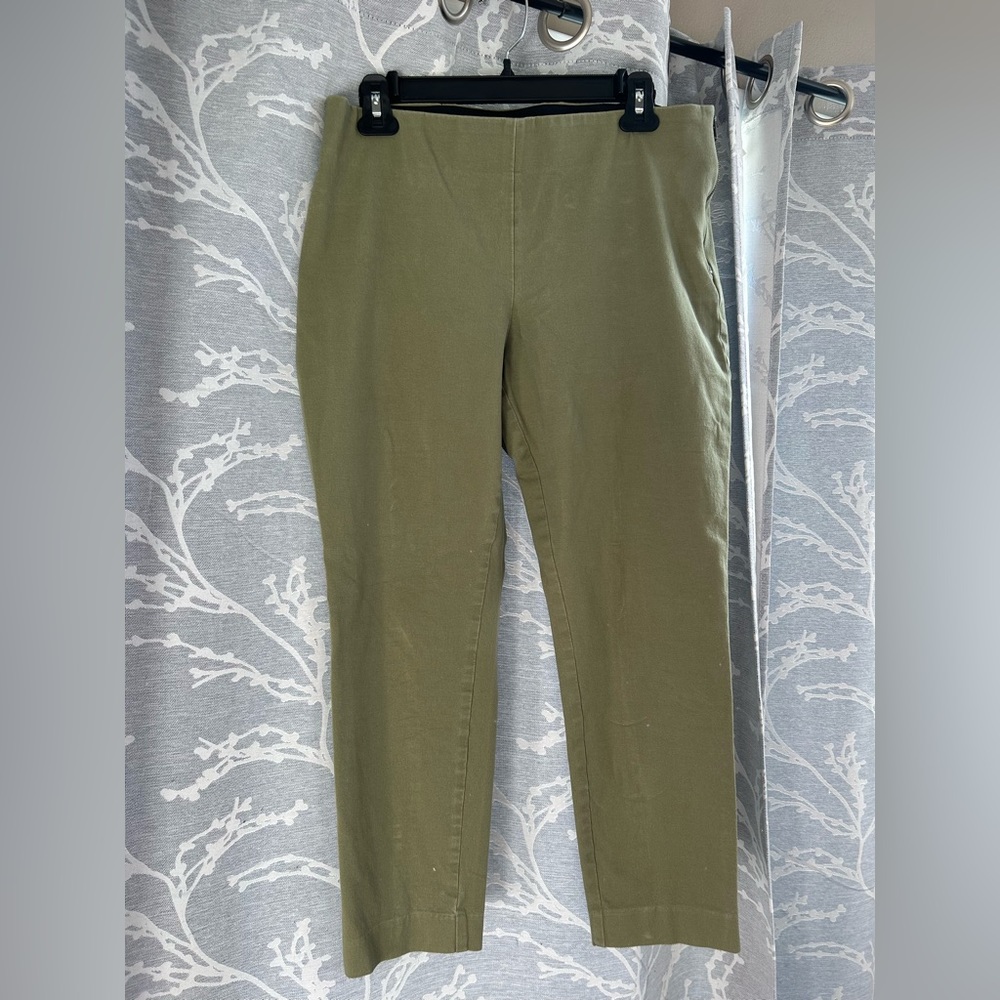 Olive pull-on ankle pants